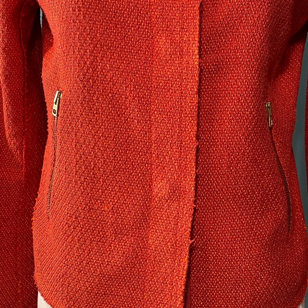 Club Monaco Tweed Snap Front Blazer Jacket Orange Size 6 - Picture 7 of 11